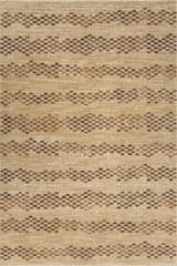 Isolated view of Tan Rectangle Brumacheck Mid-Century Modern Striped Rug, showcasing its design