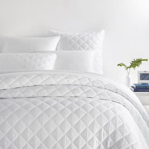 Quilted Silken Solid Coverlet | White