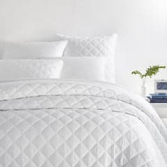 Quilted Silken Solid Coverlet | White
