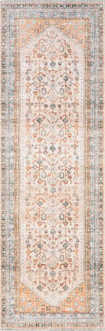 Isolated view of Peach Runner Sunsari Geometric Washable Rug, showcasing its design