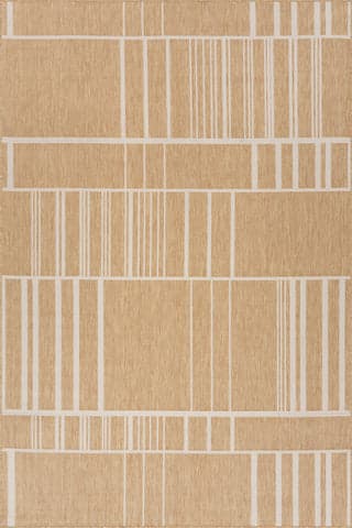 Isolated view of Beige Rectangle Saveta Modern Geometric Indoor/Outdoor Rug, showcasing its design