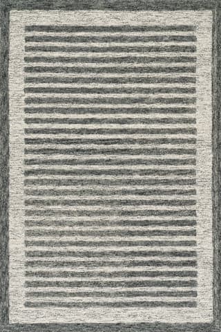 Isolated view of Grey Rectangle Caly Modern Bordered Wool Rug, showcasing its design