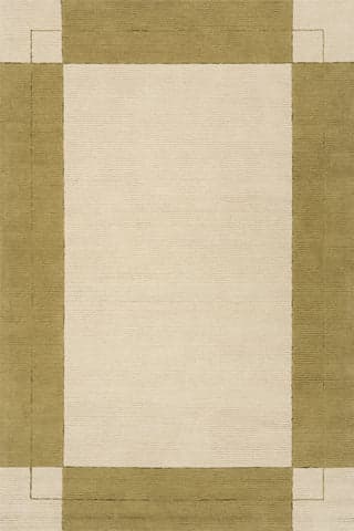 Isolated view of Green Runner Caligo Mid Century Modern Bordered Rug, showcasing its design
