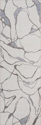 Isolated view of Ivory Runner Lenis Abstract Washable Rug, showcasing its design