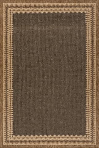 Isolated view of Grey Rectangle Loenya Modern Bordered Indoor/Outdoor Rug, showcasing its design
