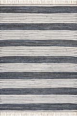 Diora Denim Bohemian Striped Rug | White