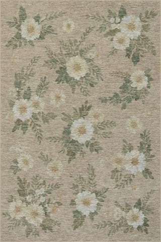 Isolated view of Beige Rectangle Janesey Floral Farmhouse Rug, showcasing its design