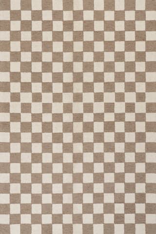 Isolated view of Taupe Rectangle Calina Modern Checkered Indoor Wool Rug, showcasing its design