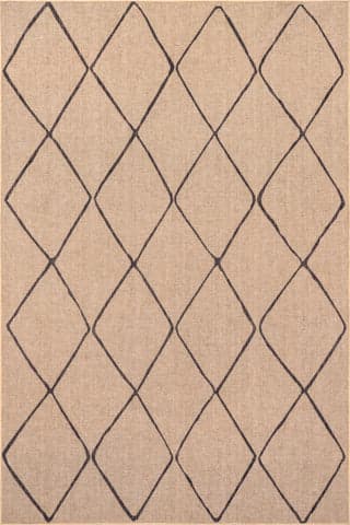 Isolated view of Natural Rectangle Giselle Easy-Jute Washable Trellis Rug, showcasing its design