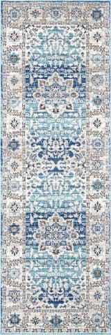 Isolated view of Aqua Runner Floral Medallion Rug, showcasing its design
