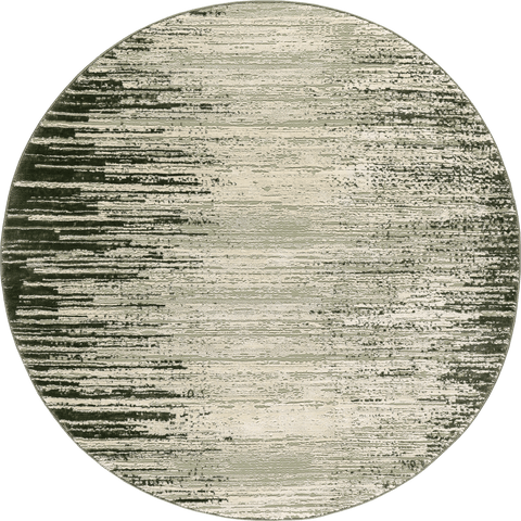 Isolated view of Green Round Chitwan Plush Textured Washable Rug, showcasing its design