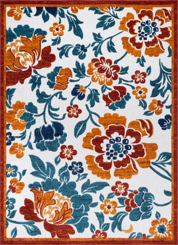 Isolated view of Rust Rectangle April Floral Garden Indoor/Outdoor Rug, showcasing its design