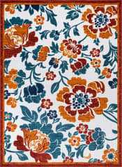 Isolated view of Rust Rectangle April Floral Garden Indoor/Outdoor Rug, showcasing its design