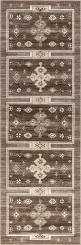 Isolated view of Dark Brown Runner Briar Geometric Washable Rug, showcasing its design