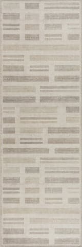 Isolated view of Beige Runner Carisse Striped Washable Rug, showcasing its design