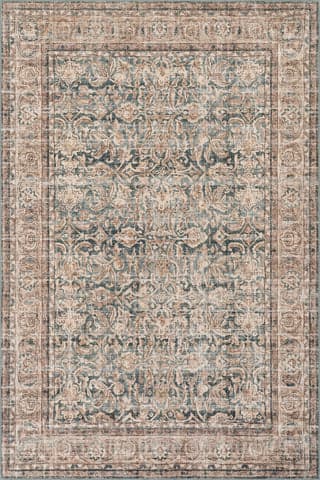 Isolated view of Tan Rectangle Lye Bordered Traditional Rug, showcasing its design
