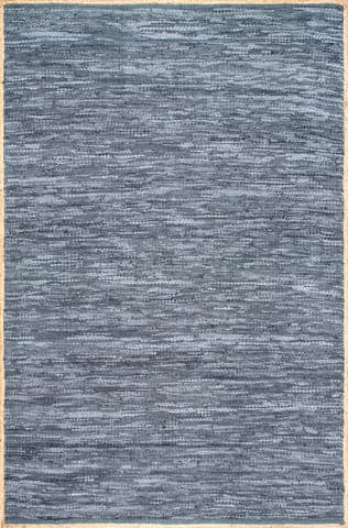 Isolated view of Blue Rectangle Solid Leather Flatweave Rug, showcasing its design