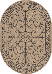 Isolated view of Brown Oval Indoor/Outdoor Krem Rug, showcasing its design