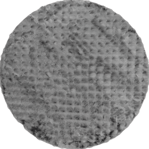 Isolated view of Dark Grey Round Ivana Checkered Plush Cloud Washable Rug, showcasing its design
