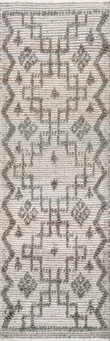 Isolated view of Light Grey Runner Textured Moroccan Jute Rug, showcasing its design