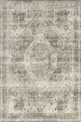 Isolated view of Grey Rectangle Celia Medallion Spill Proof Washable Rug, showcasing its design