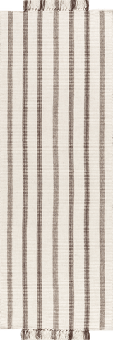 Isolated view of Ivory Runner Toluca Striped Wool Rug, showcasing its design