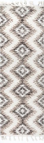 Isolated view of Beige Runner Valeria Aztec Textured Rug, showcasing its design