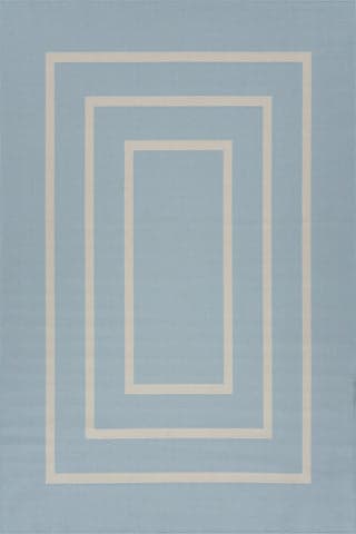 Isolated view of Blue Rectangle Thena Modern Bordered Indoor/Outdoor Rug, showcasing its design