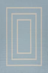 Isolated view of Blue Rectangle Thena Modern Bordered Indoor/Outdoor Rug, showcasing its design