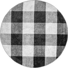 Isolated view of Grey Round Virginia Buffalo Plaid Rug, showcasing its design