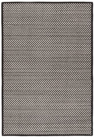 Herringbone Handwoven Indoor/Outdoor Custom Rug | Black/Ivory
