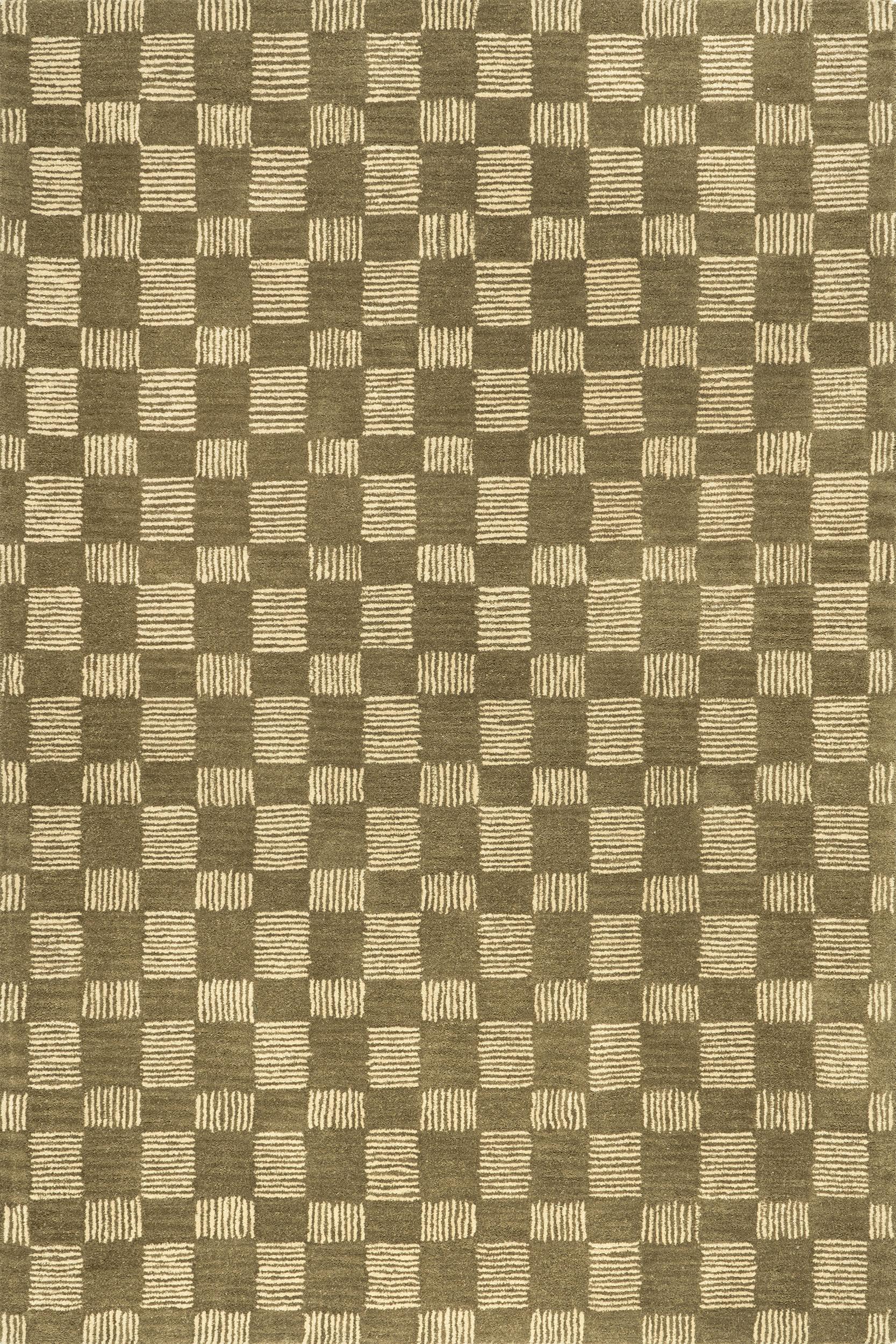 5 x 8 Quince Checked Wool Rug | Olive