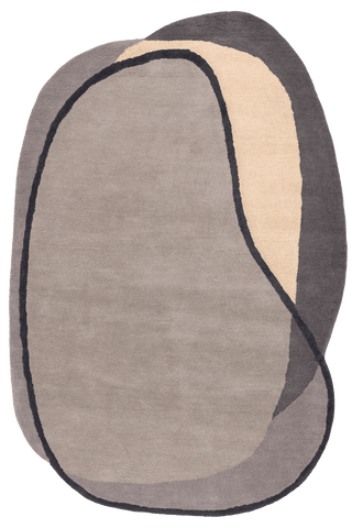 Isolated view of Grey Shaped Greenwich Abstract Wool Rug, showcasing its design