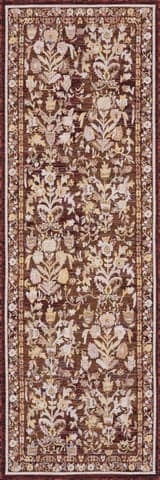 Isolated view of Brick Runner Inari Traditional Floral Indoor/Outdoor Rug, showcasing its design