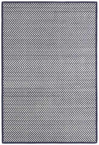 Herringbone Handwoven Indoor/Outdoor Custom Rug | Navy/Ivory
