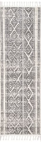 Isolated view of Ivory Runner Striped Tasseled Rug, showcasing its design