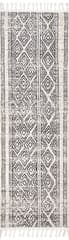 Isolated view of Ivory Runner Striped Tasseled Rug, showcasing its design