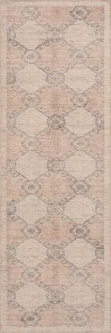 Isolated view of Peach Runner Sahi Traditional Diamond Washable Rug, showcasing its design