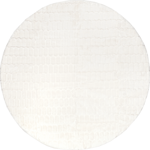 Isolated view of White Round Milazia Honeycomb Plush Cloud Washable Rug, showcasing its design