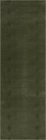 Isolated view of Green Runner Olivyne Geometric Plush Textured Washable Rug, showcasing its design