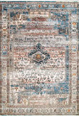Isolated view of Blue Rectangle Native Ceremonial Rug, showcasing its design