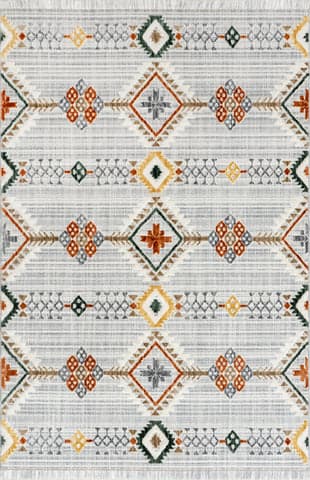 Isolated view of Light Grey Rectangle Cadie Iridescent Links Rug, showcasing its design