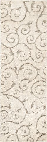 Isolated view of Cream Runner Vine Swirls Rug, showcasing its design