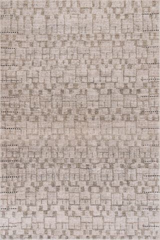 Isolated view of Beige Rectangle Ilvara Abstract Handmade Wool Rug, showcasing its design