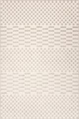 Isolated view of Cream Runner Vira Checkered Plush Textured Washable Rug, showcasing its design