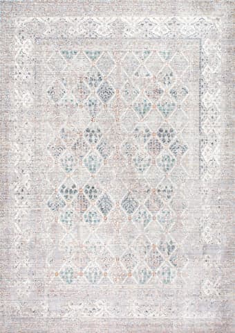 Isolated view of Grey Rectangle Vintage Trellis Rug, showcasing its design