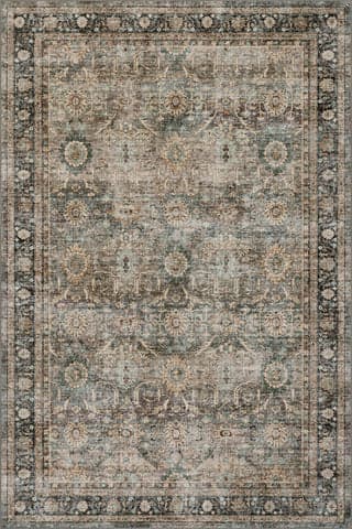 Isolated view of Multicolor Rectangle Hise Traditional Floral Rug, showcasing its design
