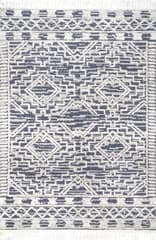 Isolated view of Grey Rectangle Frida Textured Moroccan Rug, showcasing its design