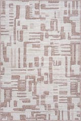 Isolated view of Ivory Rectangle Janatha Moroccan Abstract Washable Rug, showcasing its design