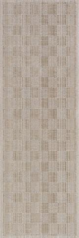 Isolated view of Brown Runner Sahari Modern Woven Striped Indoor/Outdoor Washable Rug, showcasing its design